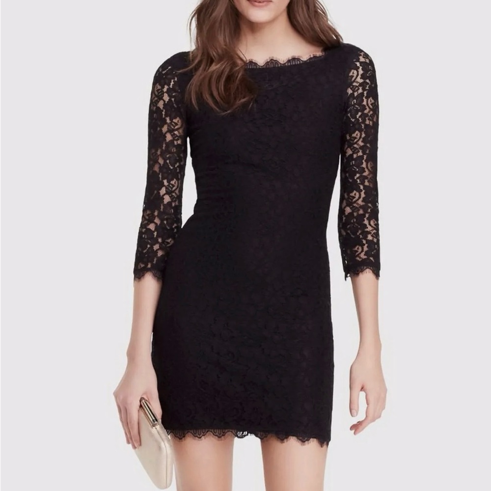 Diane Von Furstenberg Zarita Black Lace Dress - Size 0